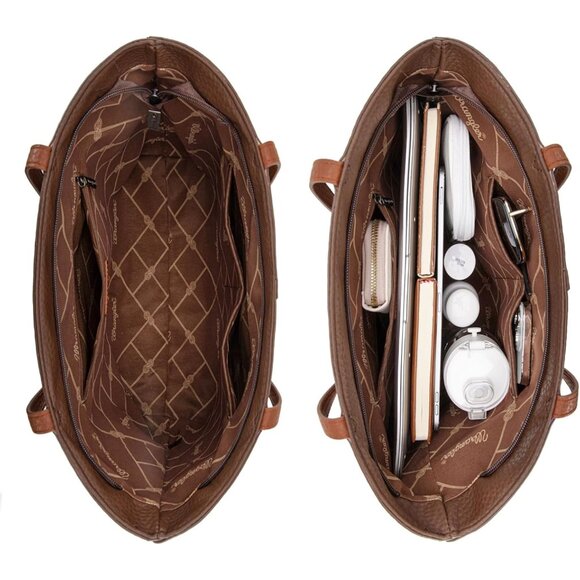 Versatile Coffee Color Wrangler Tote Bag - Women’s Shoulder Hobo Handbag - Picture 5 of 6